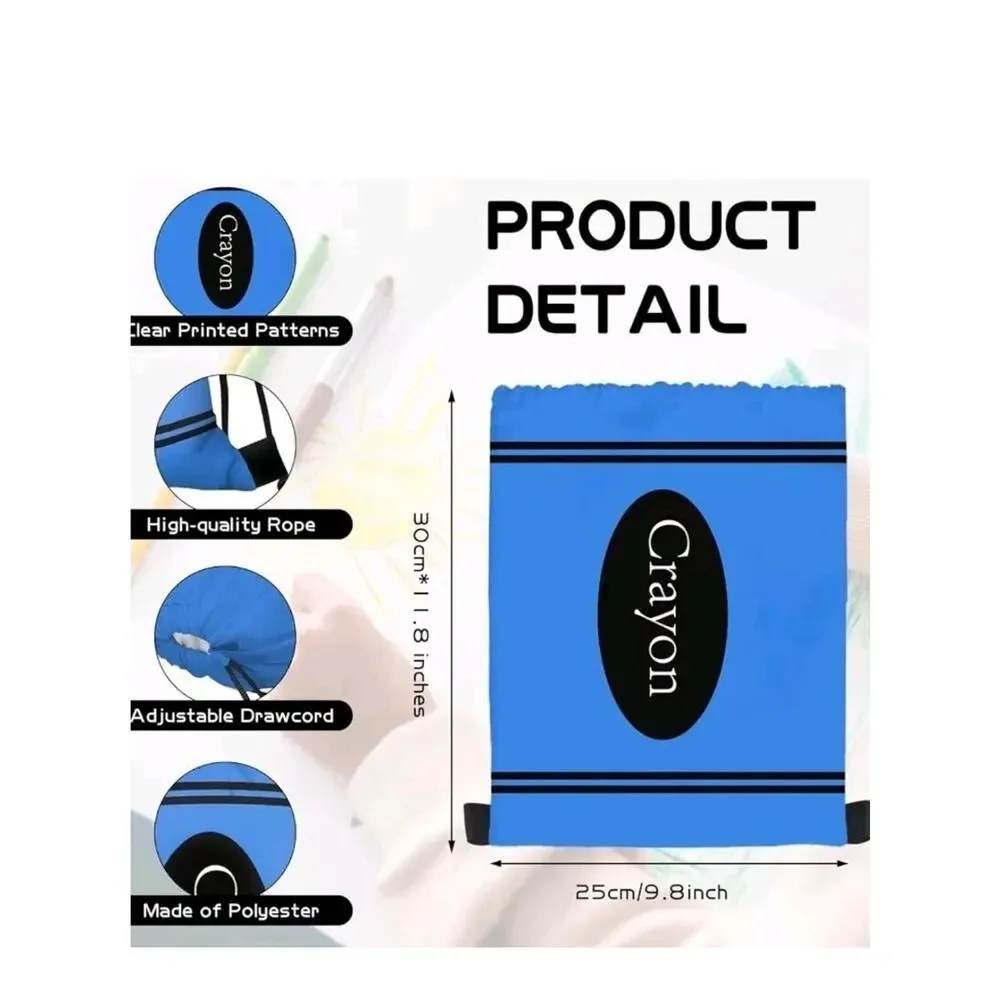 12 PCS Back to School Gift Bags Crayon Drawstring String Bags Backpack Preschool